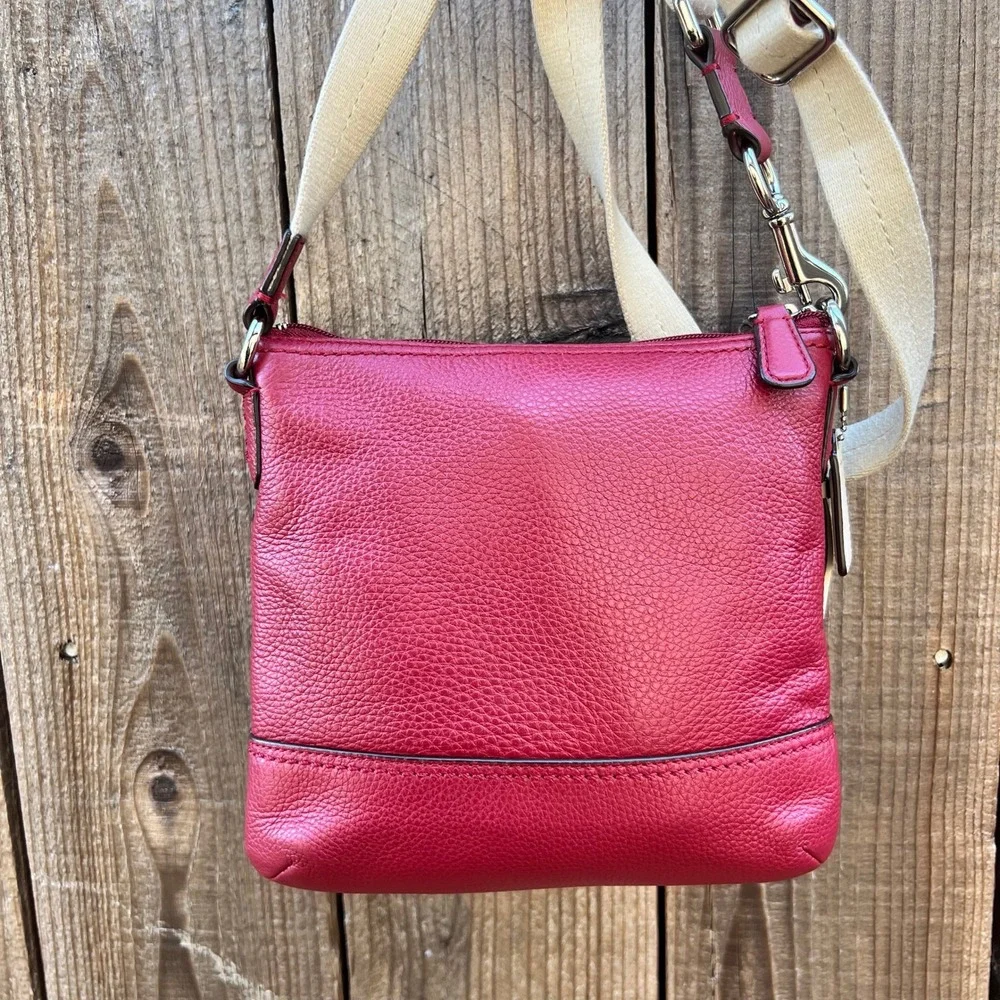 Coach Park F49170 Red Pebbled Leather Swingback Small Crossbody Shoulder Bag